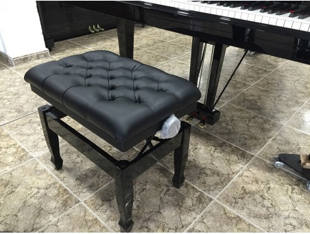 BANQUETA PIANO MARRÓN REGULABLE CON TAPIZADO NEGRO